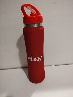 The product is a new and stylish red metal insulated water bottle with a straw